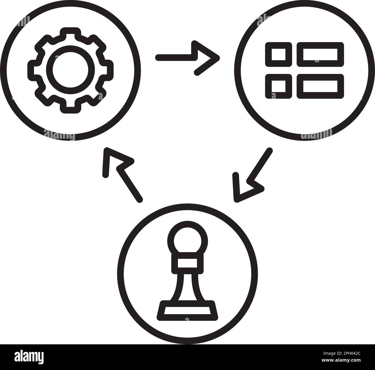 Project management gear, pawn, list, strategic plan vector icon ...