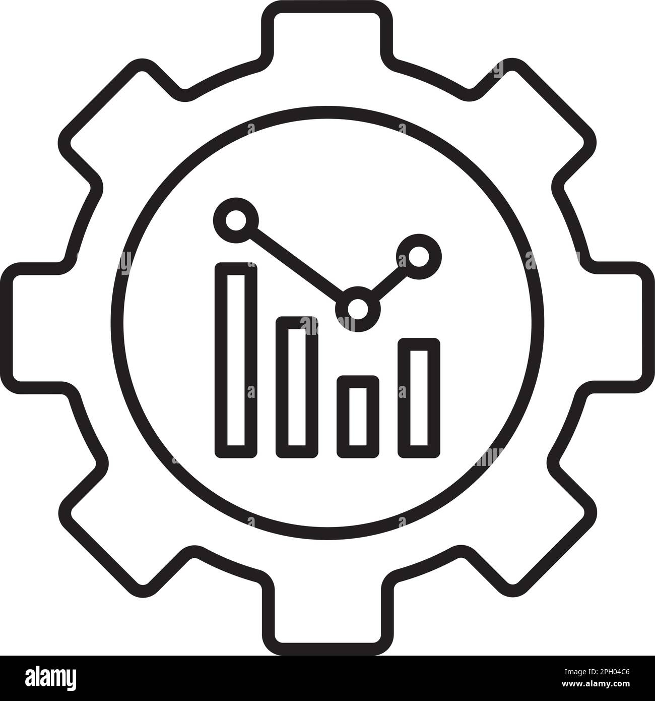 Project management gear, graphics, data management vector icon ...