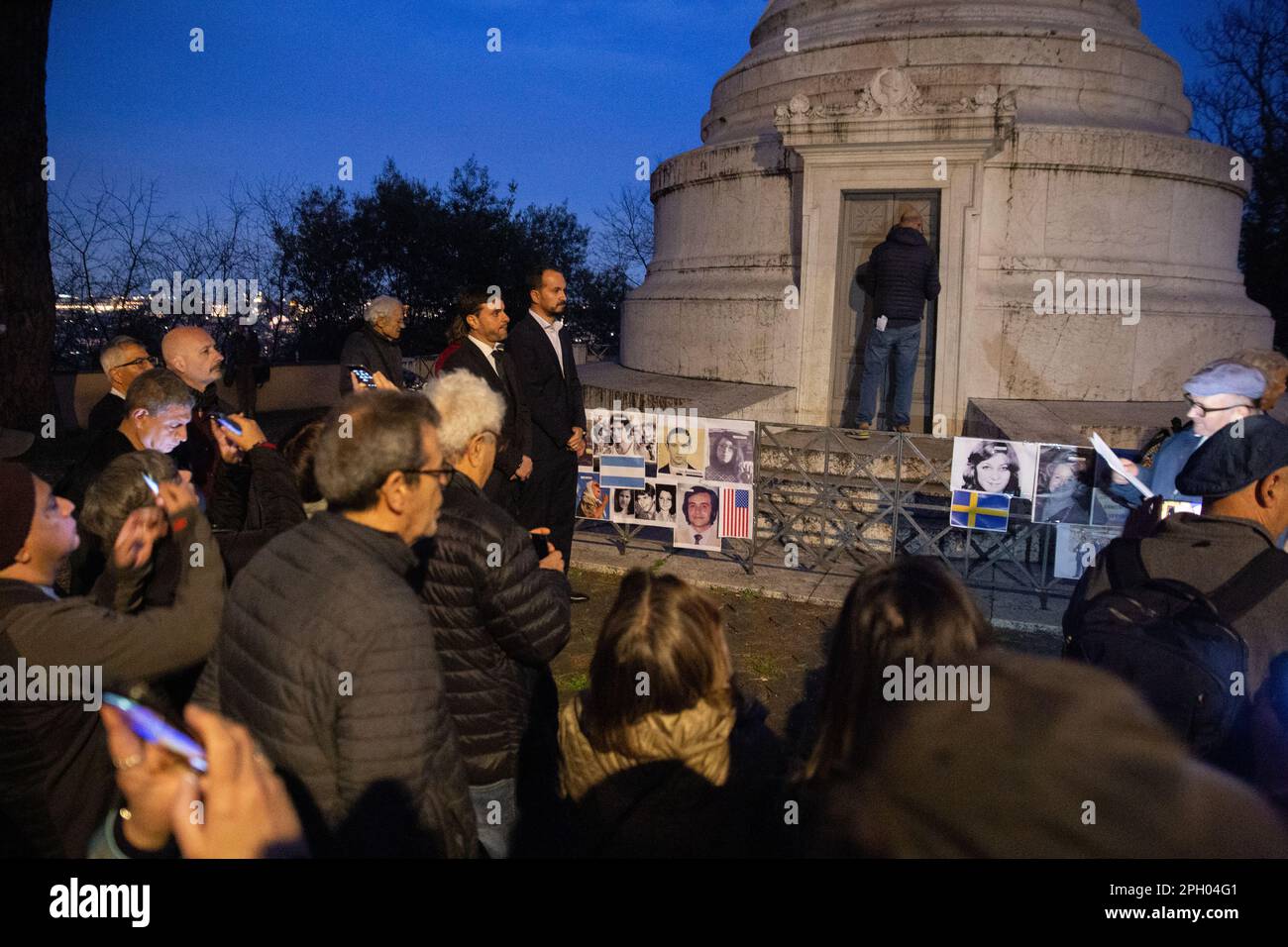 Rome, Italy. 24th Mar, 2023. Commemoration ceremony to remember drama of desaparecidos and the victims of the dictatorship of General Jorge Videla, near Gianicolo Lighthouse in Rome (Photo by Matteo Nardone/Pacific Press) Credit: Pacific Press Media Production Corp./Alamy Live News Stock Photo