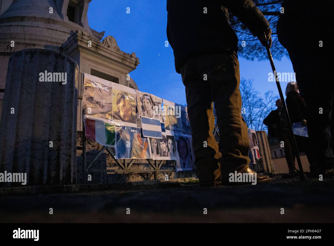 Rome, Italy. 24th Mar, 2023. Photo of Desaparecidos near Gianicolo Lighthouse in Rome, during commemoration ceremony, on 24 March 2023 (Photo by Matteo Nardone/Pacific Press) Credit: Pacific Press Media Production Corp./Alamy Live News Stock Photo