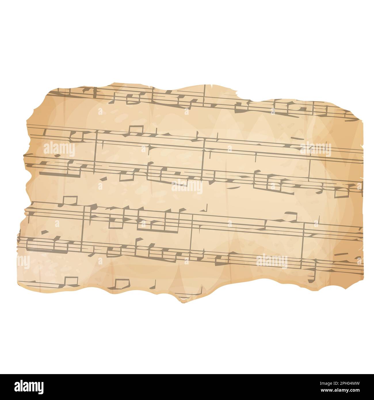 Parchment piece of paper with old music melody, song scrapbook sheet