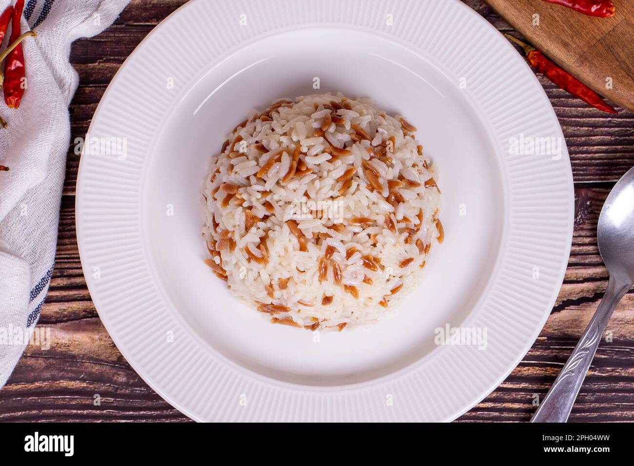 Rice dish. Turkish style rice pilaf. local name arpa sehriyeli pilav