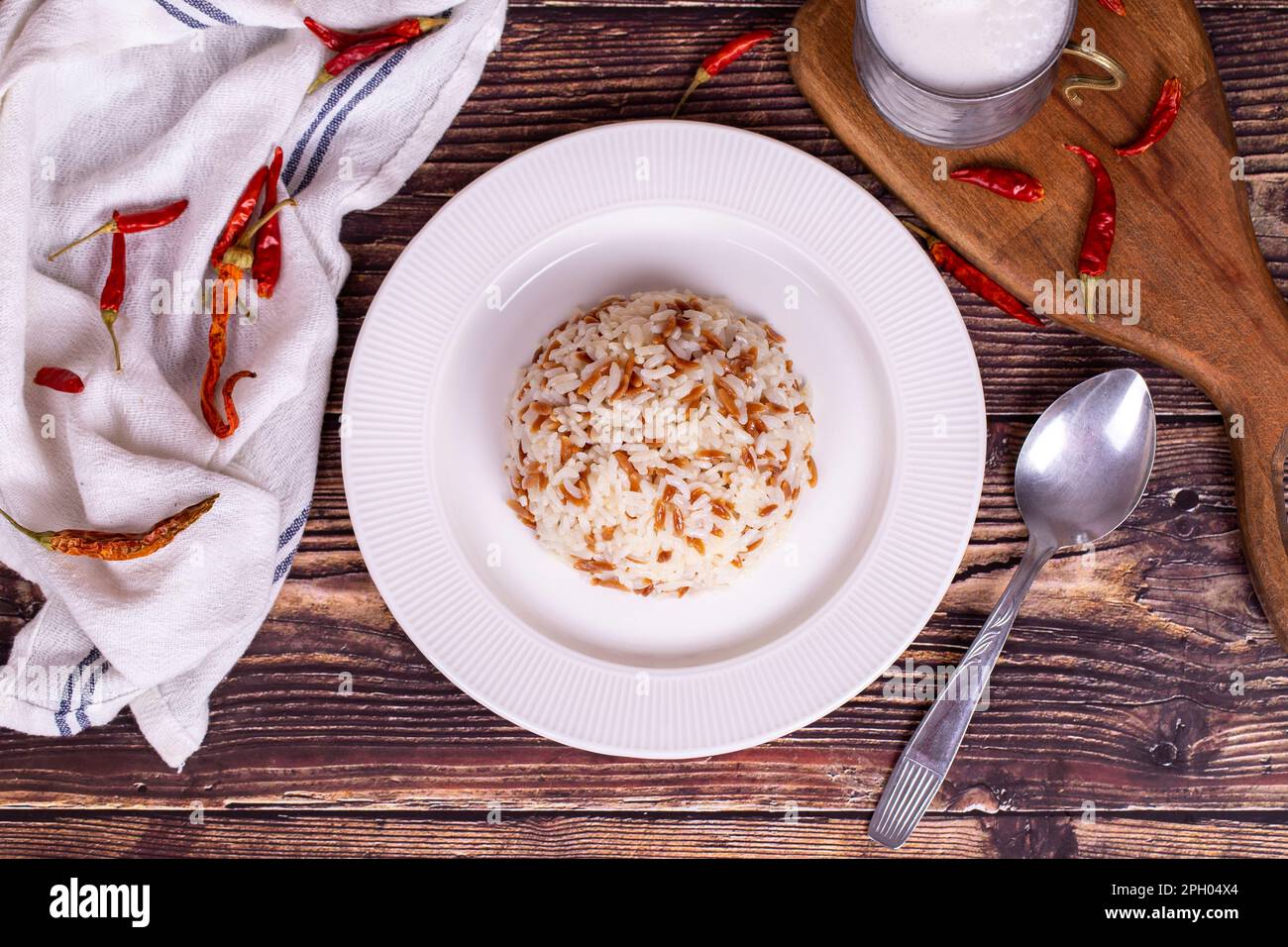 Rice dish. Turkish style rice pilaf. local name arpa sehriyeli pilav