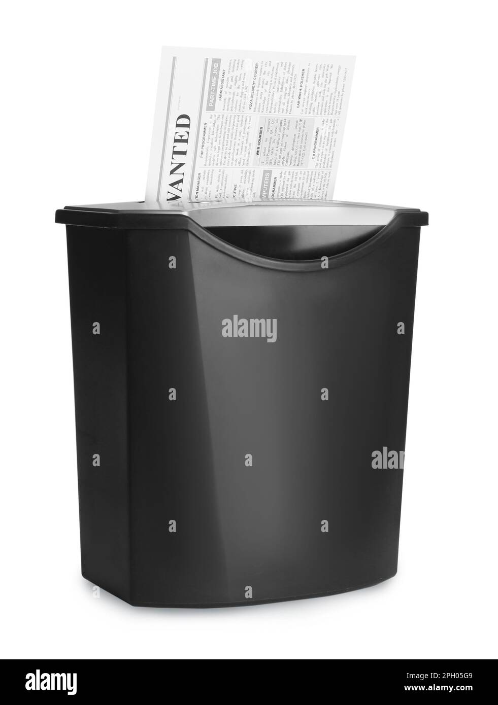 Paper shredder with newspaper isolated on white Stock Photo Alamy