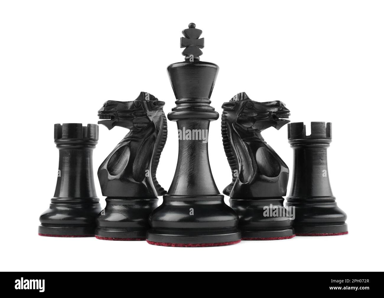 Set of black chess pieces on white background Stock Photo - Alamy
