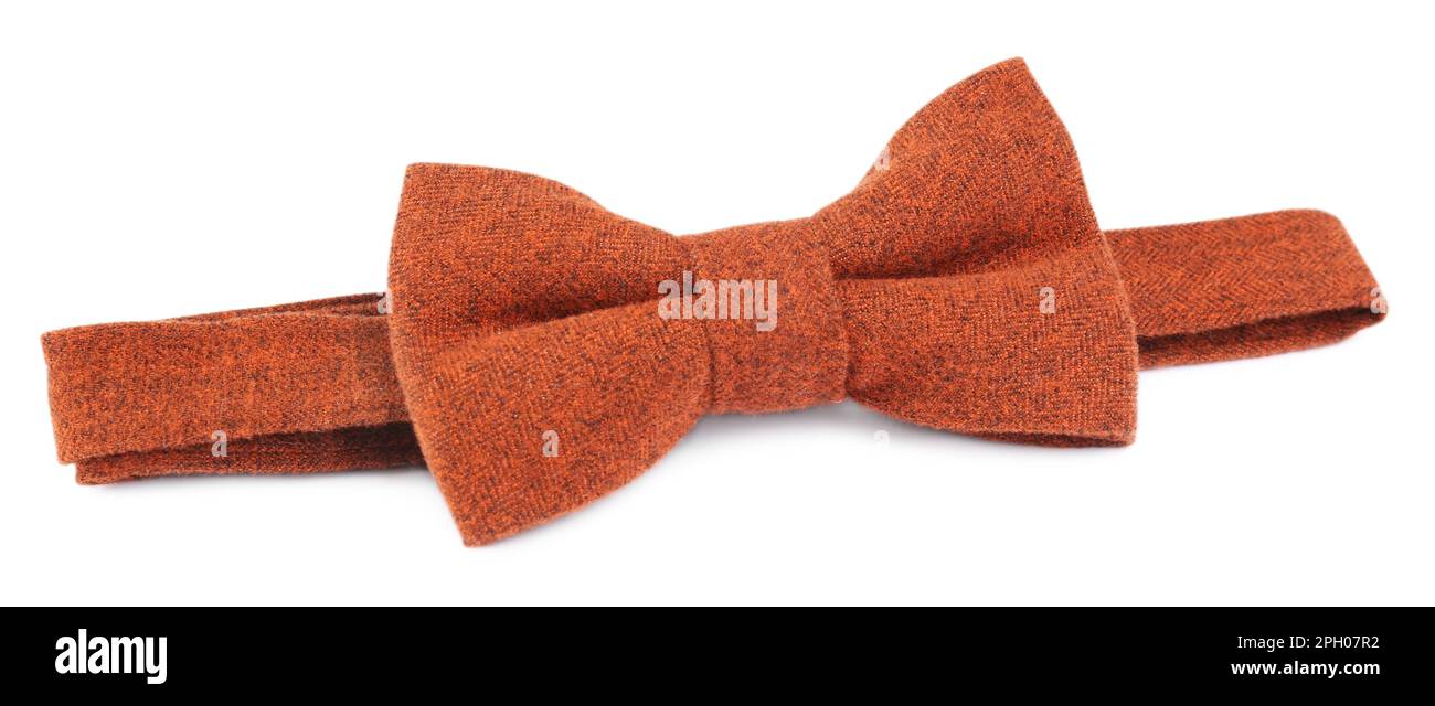 Stylish orange bow tie isolated on white Stock Photo