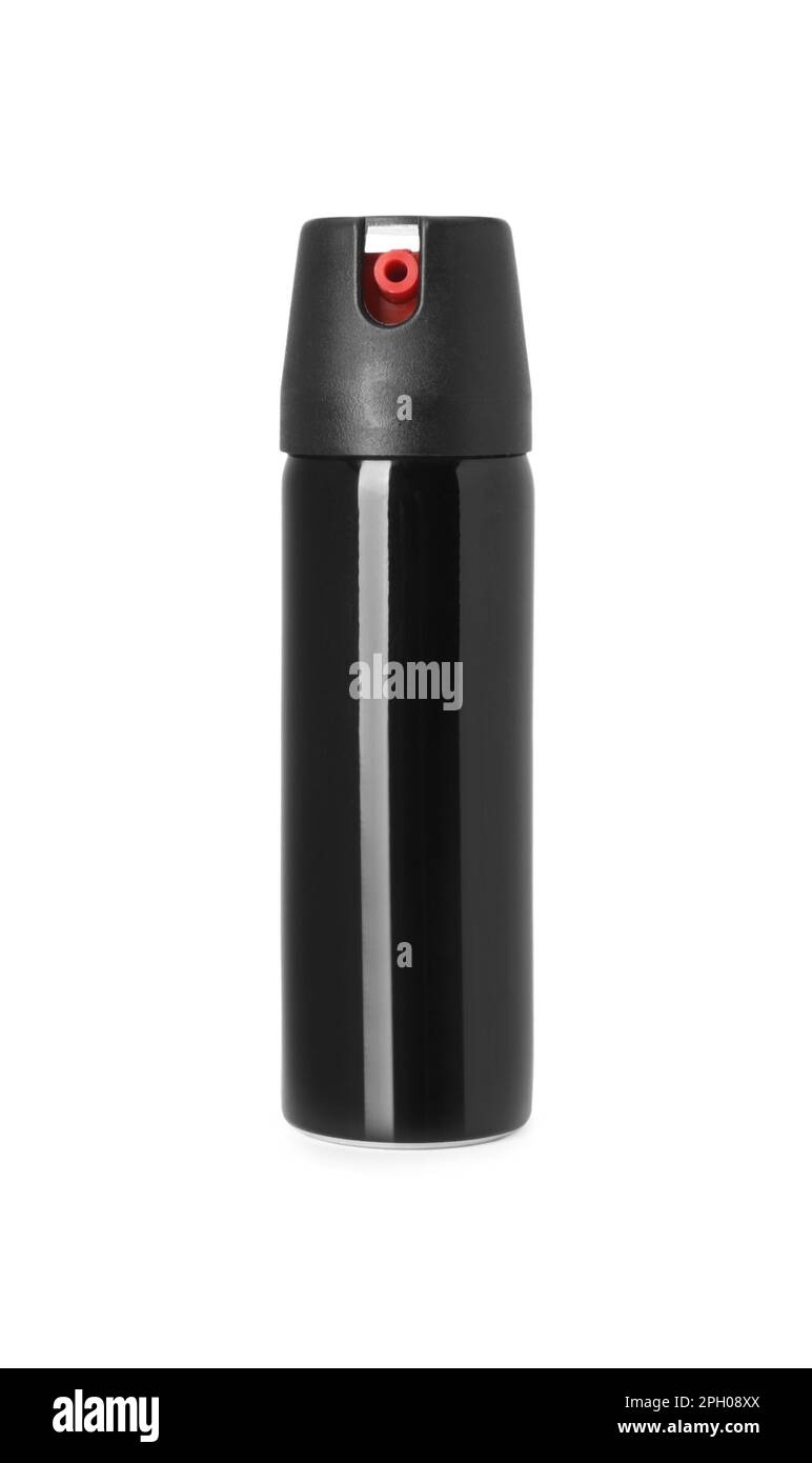 Bottle of gas pepper spray on white background Stock Photo - Alamy
