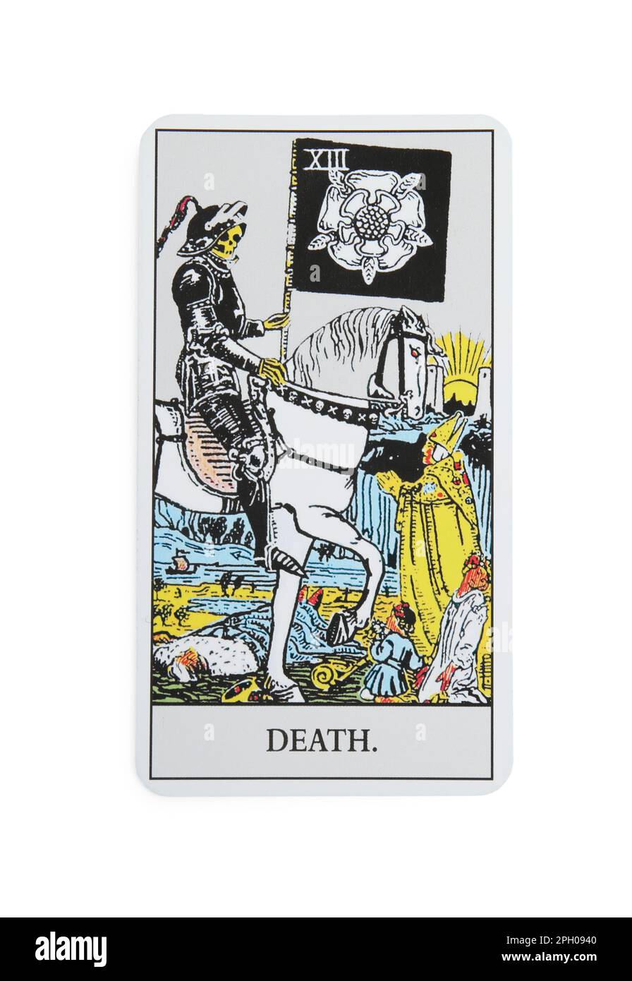 The Death tarot card on white background, top view Stock Photo