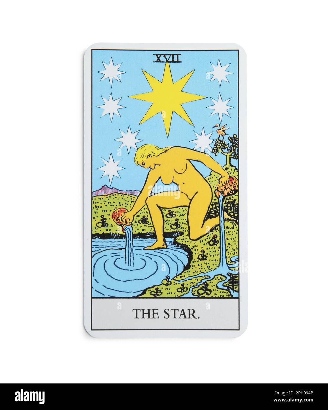 The Star tarot card on white background, top view Stock Photo