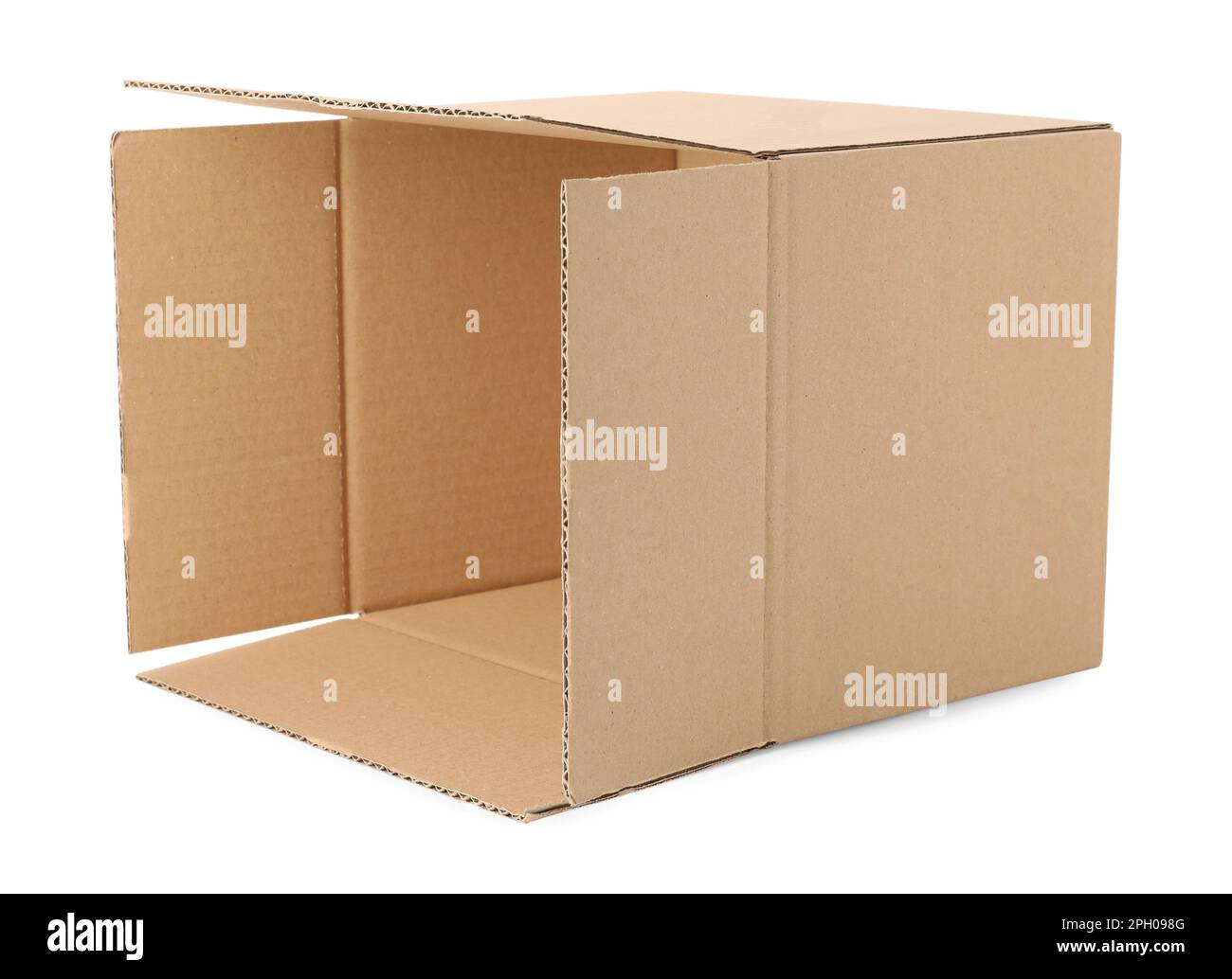 Empty open cardboard box isolated on white Stock Photo - Alamy