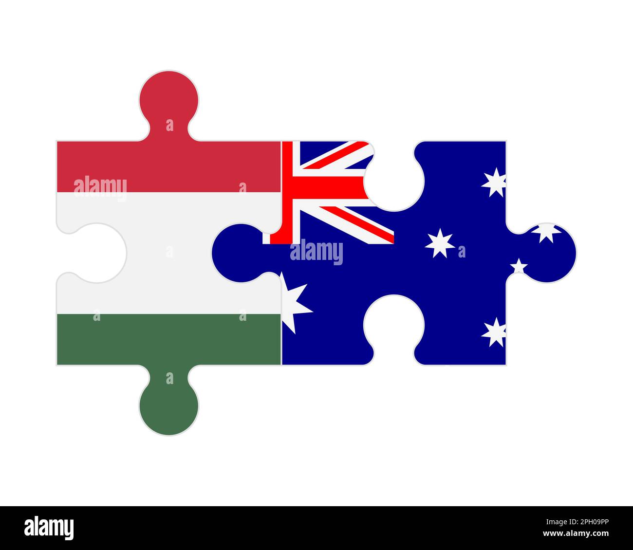 Connected puzzle of flags of Hungary and Australia, vector Stock Vector