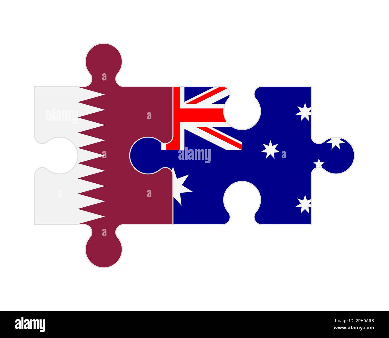 Connected puzzle of flags of Qatar and Australia, vector Stock Vector