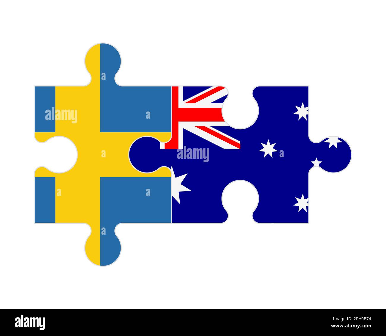 Connected puzzle of flags of Sweden and Australia, vector Stock Vector