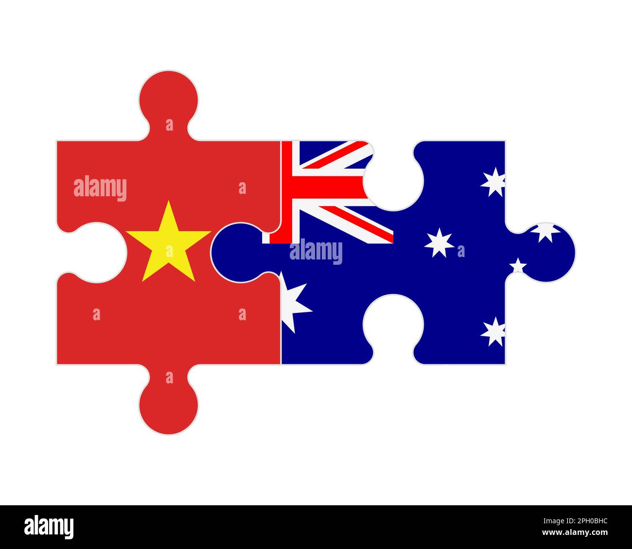 Connected puzzle of flags of Vietnam and Australia, vector Stock Vector