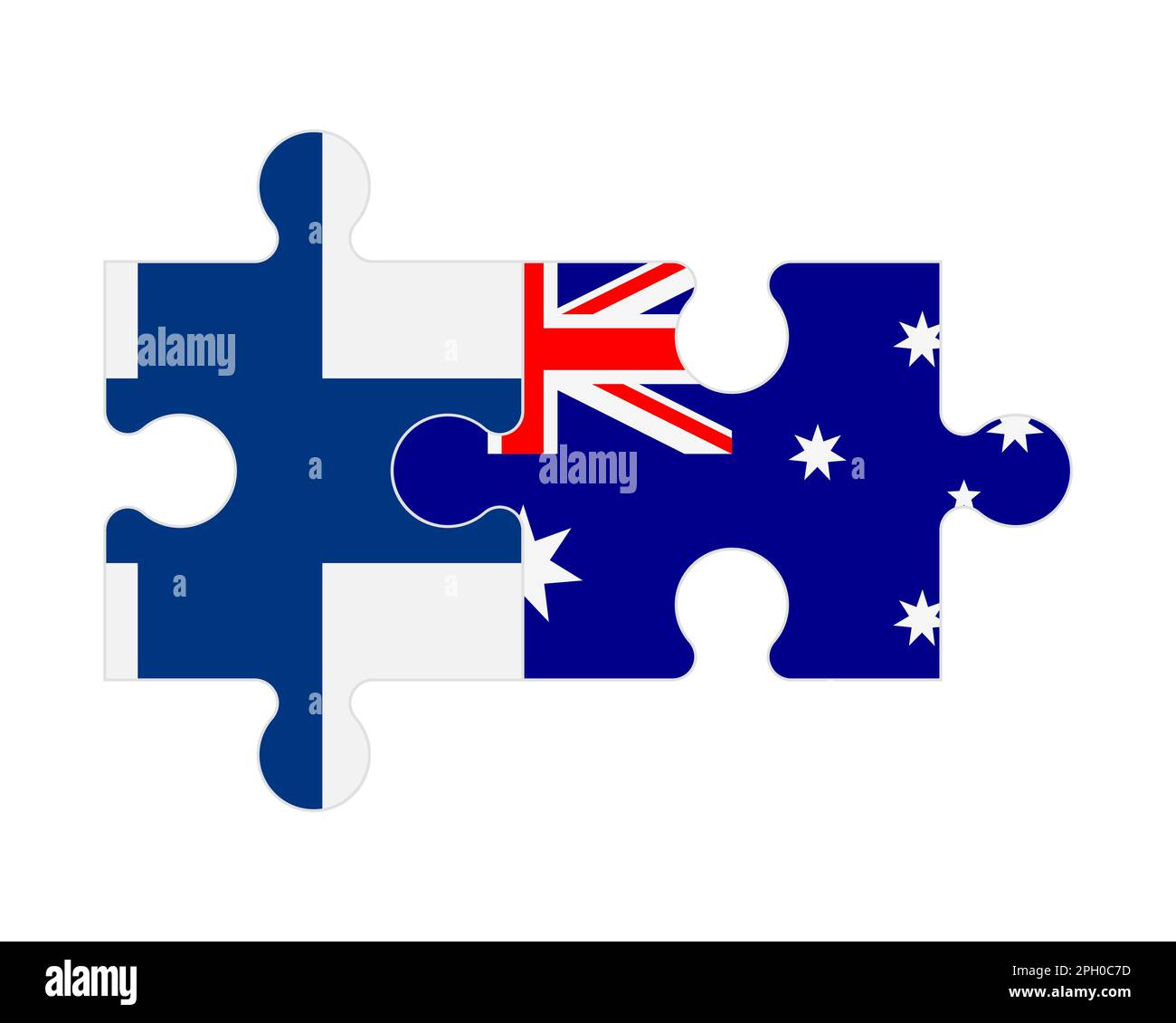 Connected puzzle of flags of Finland and Australia, vector Stock Vector