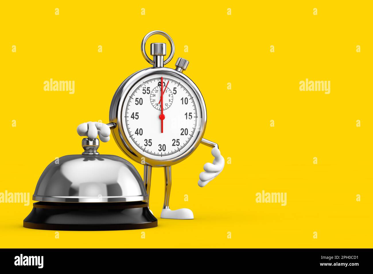 Modern Stopwatch Cartoon Person Character Mascot with Hotel Service