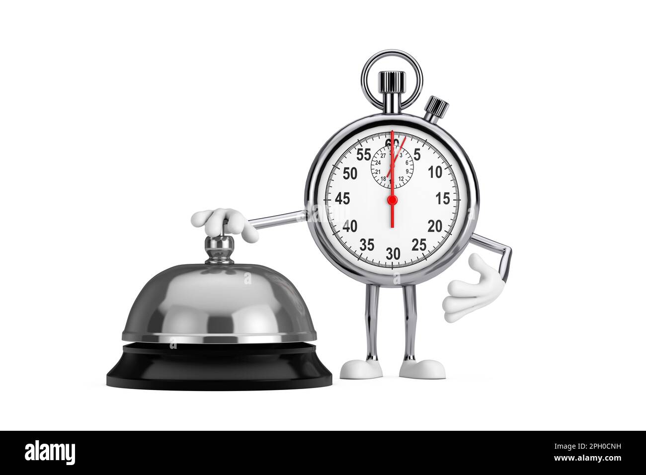 Modern Stopwatch Cartoon Person Character Mascot with Hotel Service