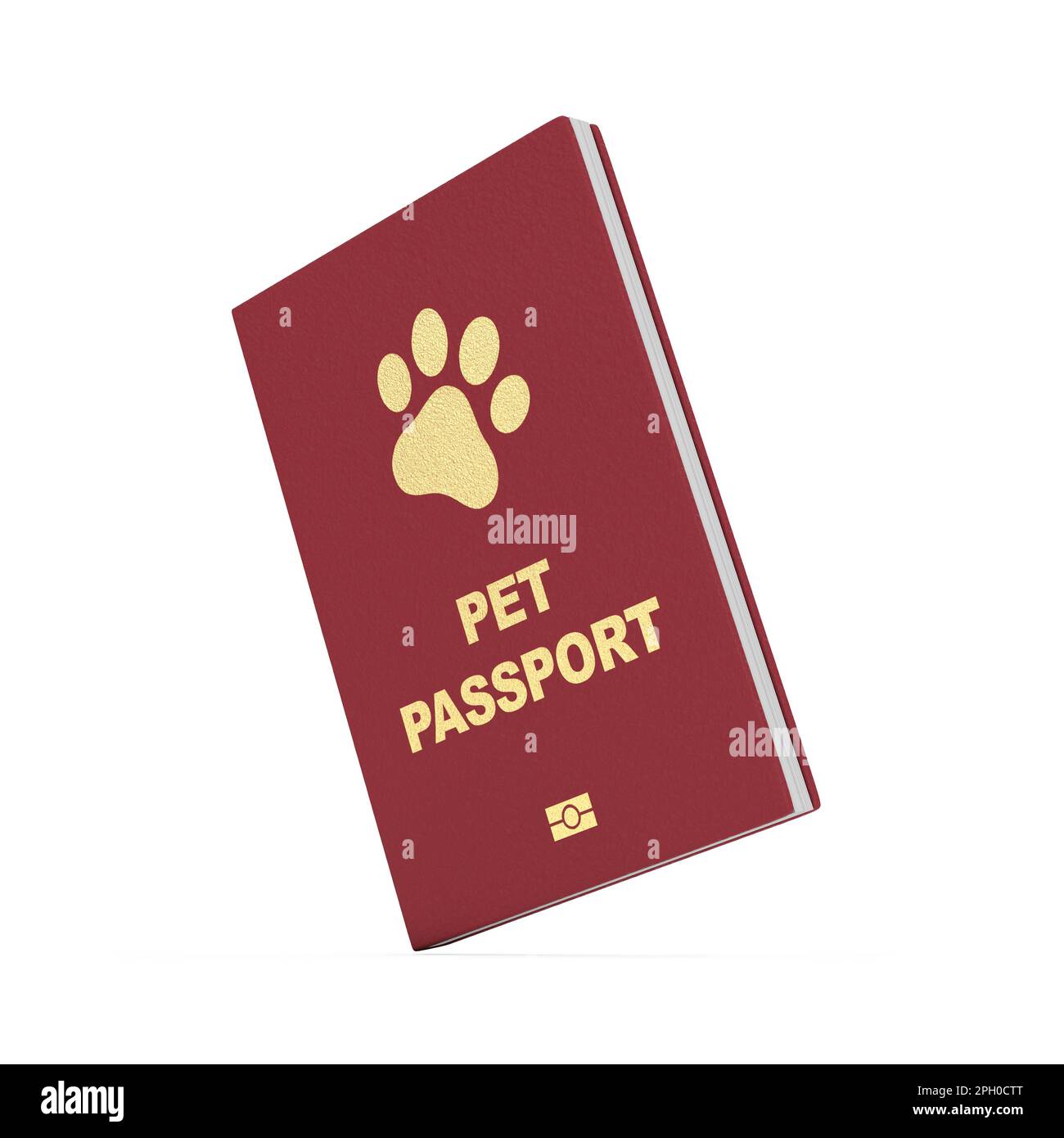 Red Pet Passport Document or Dog and Cat Transportation Certificate with Golden Paw on Cover on
