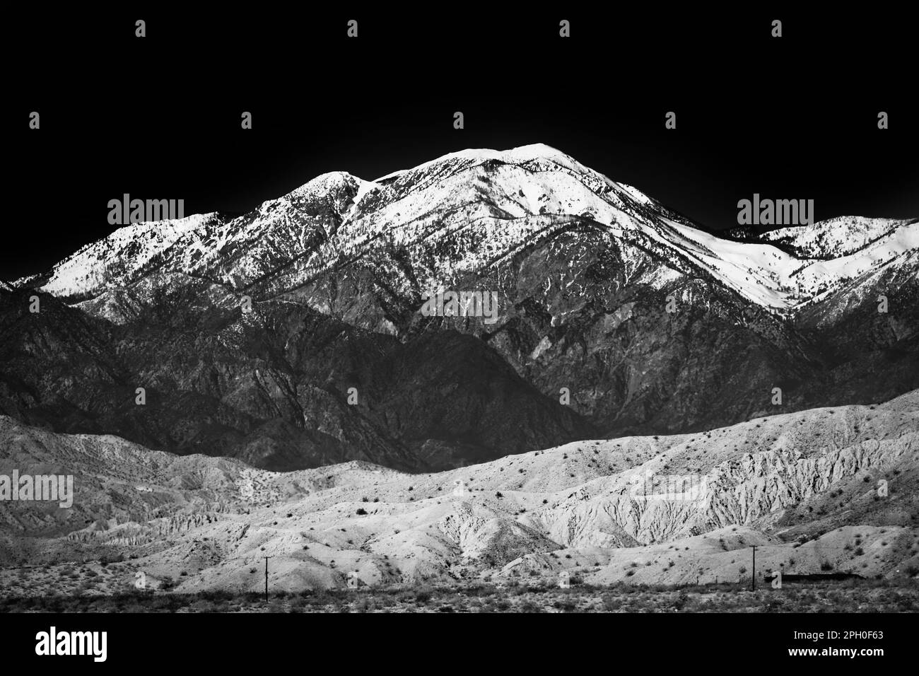 Black and White artistic photos of the Santa Rosa Mountains in California. Stock Photo
