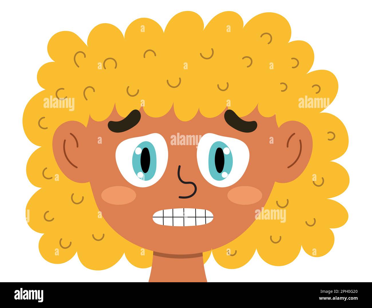 Boy scared face expression cartoon Royalty Free Vector Image