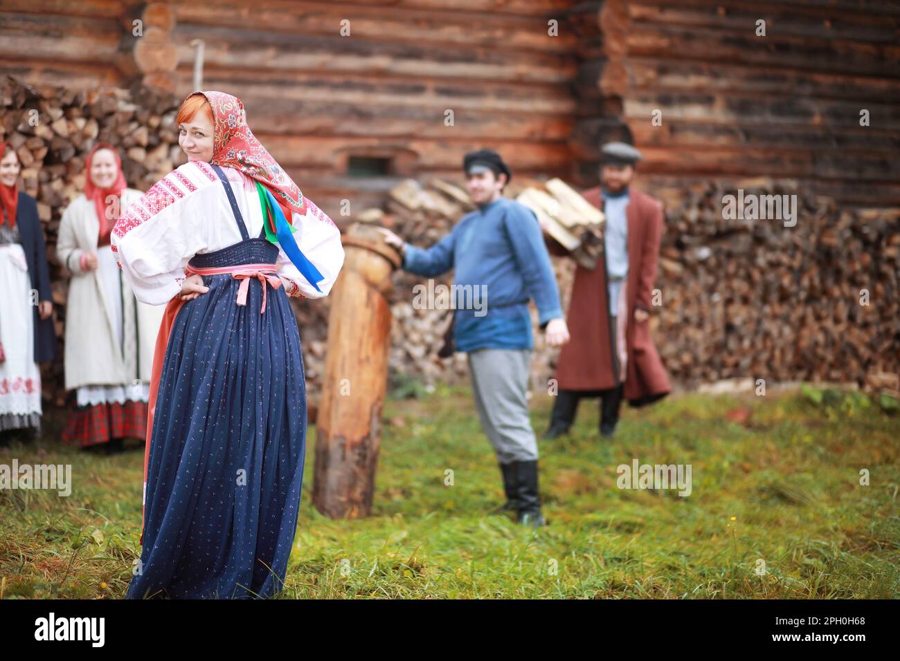 The concept of ancient traditions. Slavic carnival. Rites, dances ...