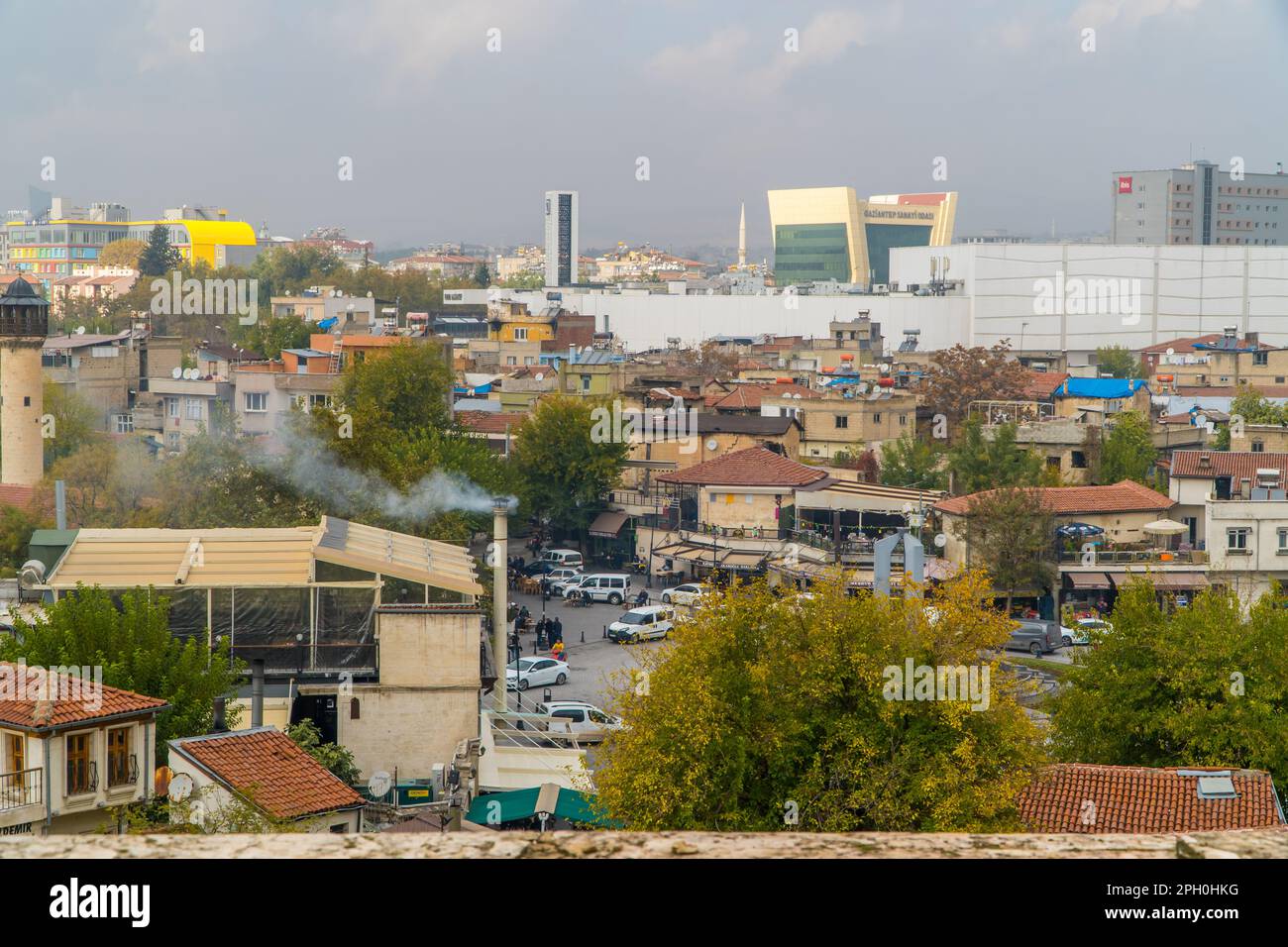 Aerial view of the city of Gaziantep, Turkey from Gaziantep Castle Stock Photo