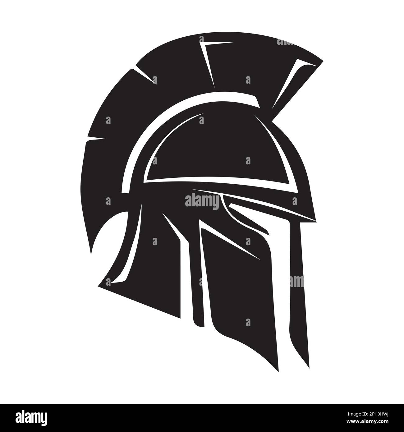 Spartan helmet vector art icon. Symbol of strong armor. Gladiator head