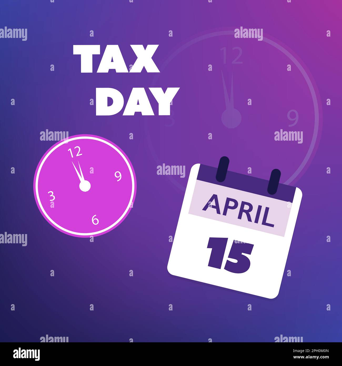 Modern Style Tax Day Reminder Concept, Blue and Purple Calendar Design