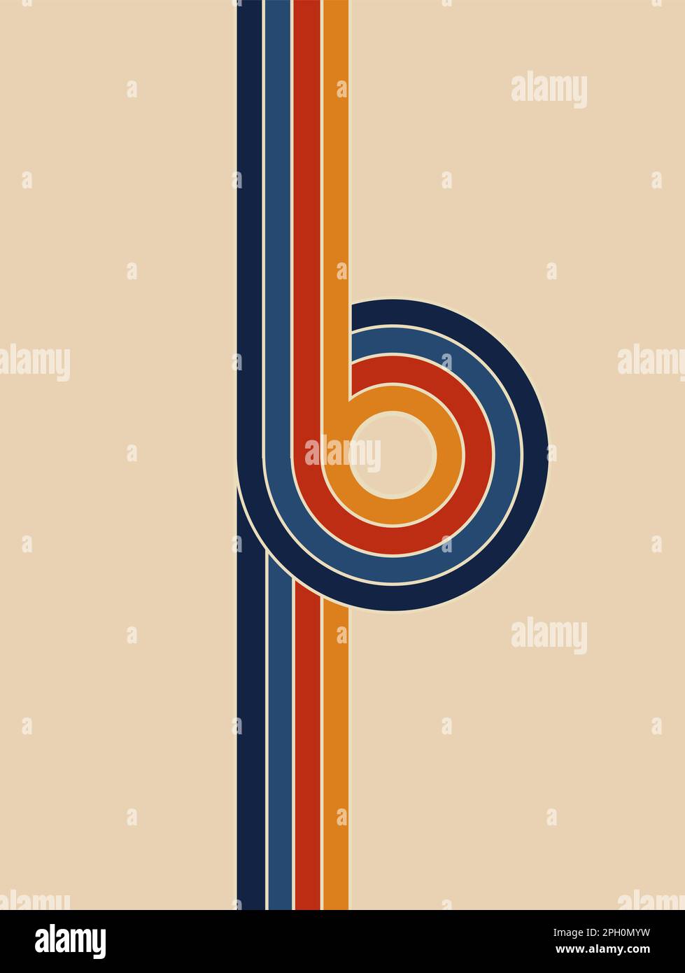 Retro lines in a loop. Vintage stripes background. Sixties and