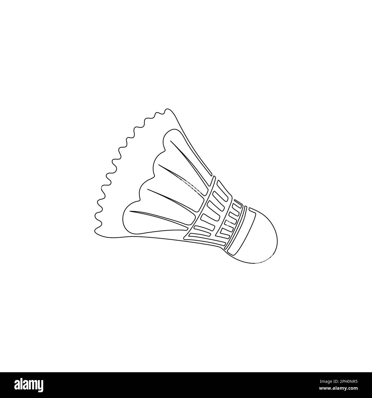 Badminton shuttlecock. One line art. Playing badminton. Sports