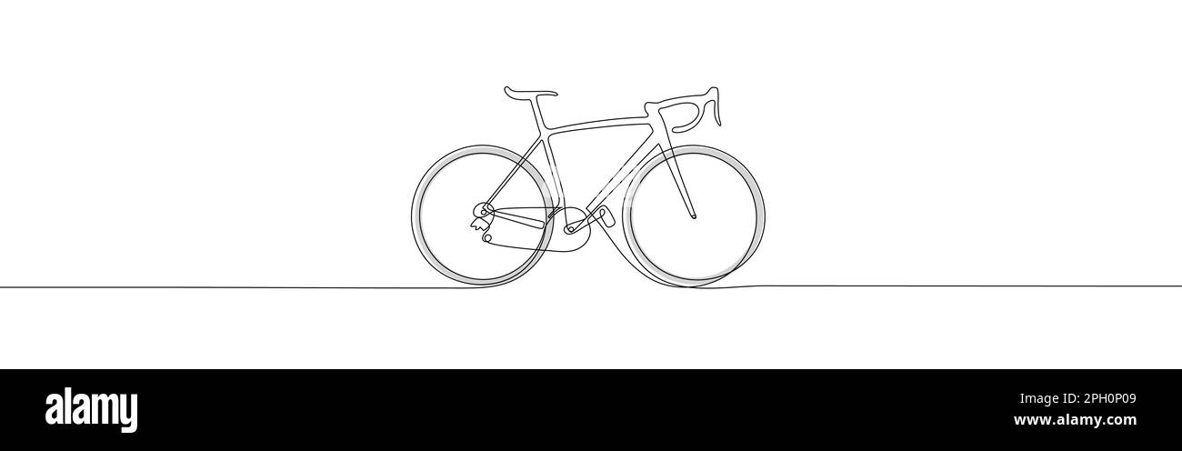 Continuous single drawn one line classic bicycle. Line art. Stock Vector