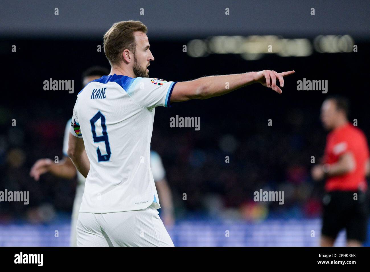 Harry Rek Naples, Italy. 23rd Mar, 2023. Harry Kane of England gestures during ...