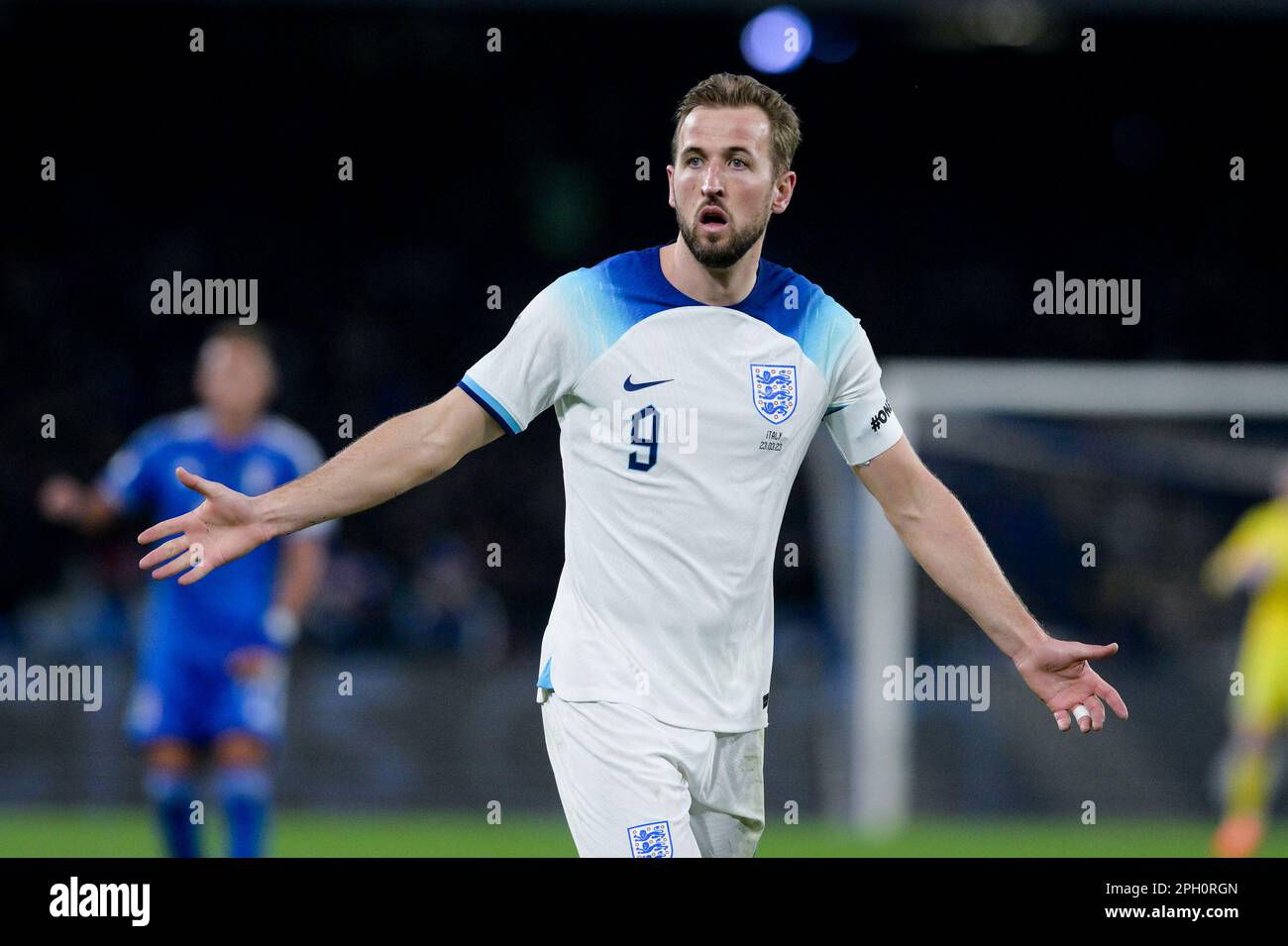 Naples, Italy. 23rd Mar, 2023. Harry Kane of England gestures during