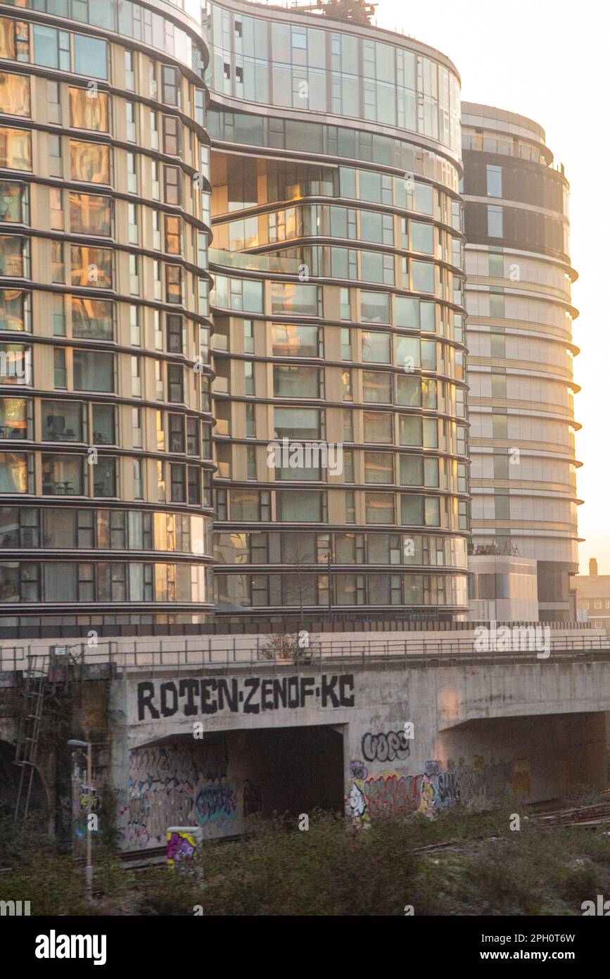 Luxury flats, newly built in 2021, surrounding Battersea Power Station
