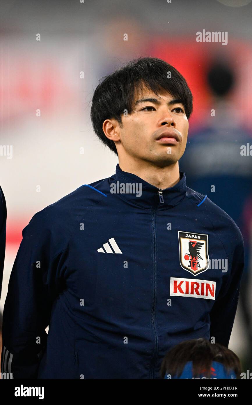 TOKYO, JAPAN - MARCH 24: Kaoru Mitoma of Japan prior to the International Friendly match between Japan and Uruguay at the National Stadium on March 24, 2023 in Tokyo, Japan (Photo by Pablo Morano/BSR Agency) Stock Photo