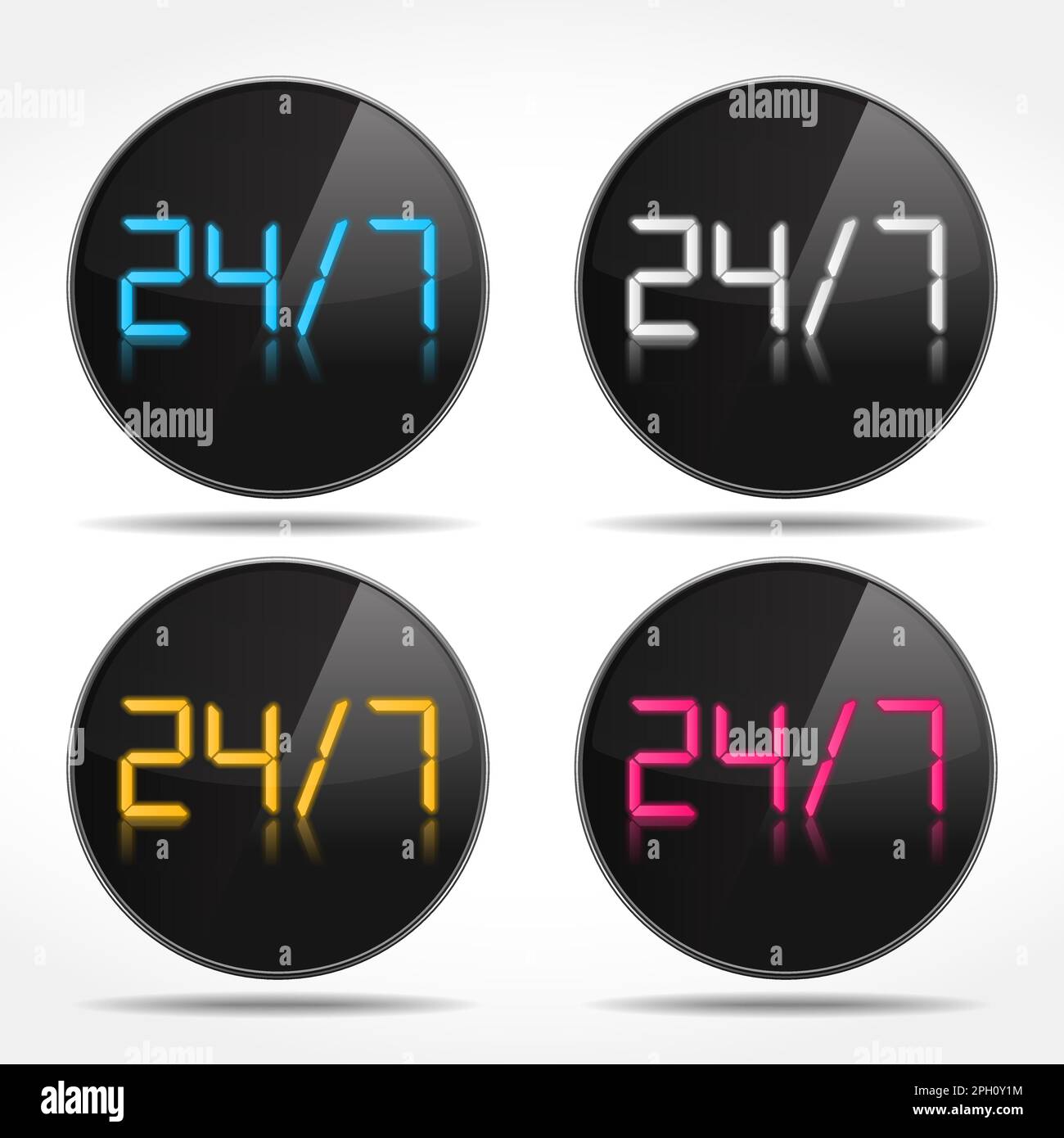 24/7 Digital icons, vector eps10 illustration Stock Vector