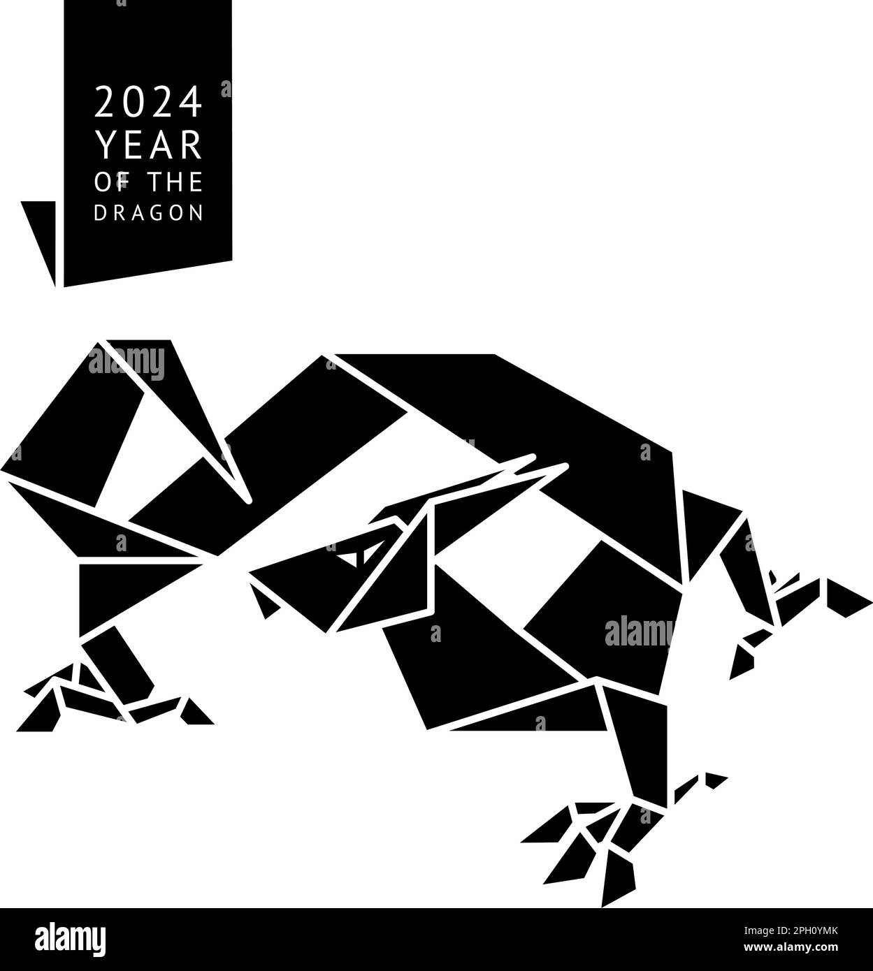 Origami water dragon made paper, 2024 Year, for New Year's greetings
