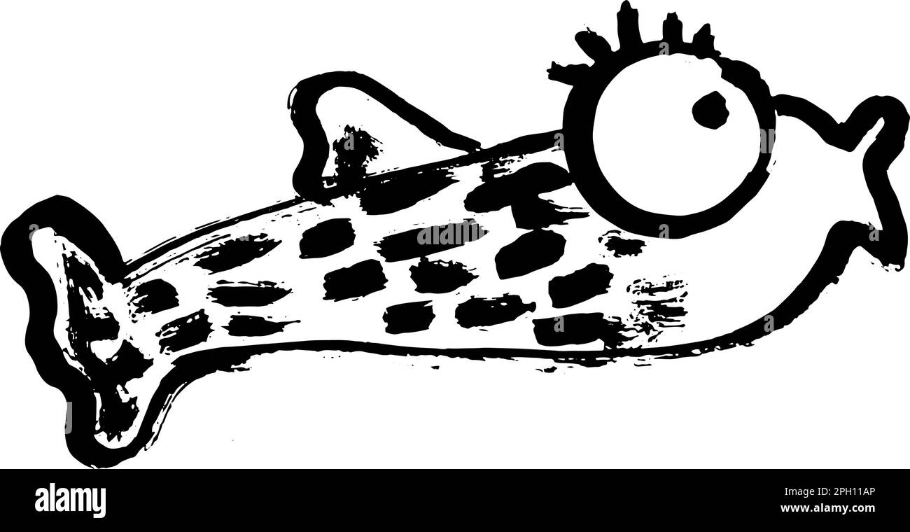 Artwork Dry Brush Ink Fish Print Stock Vector Image & Art - Alamy