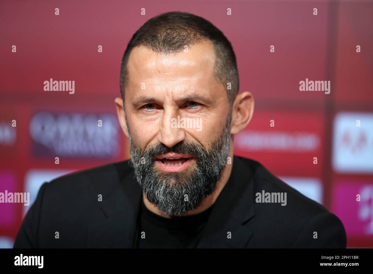 Munich, Germany. 25th Mar 2023. MUNICH, GERMANY - MARCH 25: Presentation of the new Head Coach Thomas Tuchel of FC Bayern Munechen at Allianz Arena on March 25, 2023 in Munich, Germany. Hasan Salihamidzic Sporting director of FC Bayern Muenchen   PrŠsentation von Trainer Coach Thomas Tuchel of Bayern Muenchen in der MŸnchner Allianz Arena  Fussball 1 . Bundesliga Saison 2022 / 2023  © diebilderwelt / Alamy Live News Stock Photo