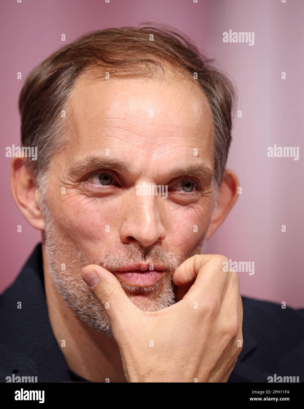 Munich, Germany. 25th Mar 2023. MUNICH, GERMANY - MARCH 25: Presentation of the new Head Coach Thomas Tuchel of FC Bayern Munechen at Allianz Arena on March 25, 2023 in Munich, Germany.  Präsentation von Trainer Coach Thomas Tuchel of Bayern Muenchen in der Münchner Allianz Arena  Fussball 1 . Bundesliga Saison 2022 / 2023  © diebilderwelt / Alamy Live News Stock Photo