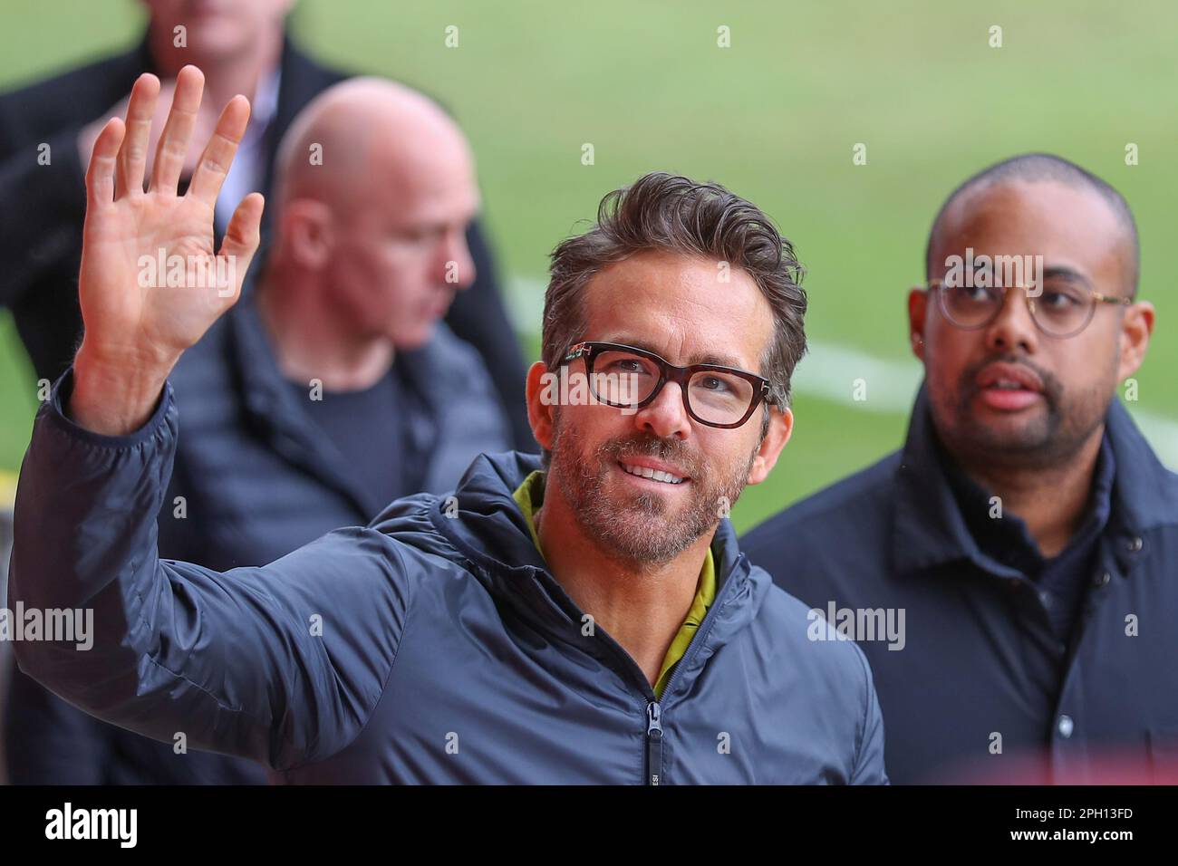 Ryan Reynolds coowner of Wrexham arrives ahead of the Vanarama