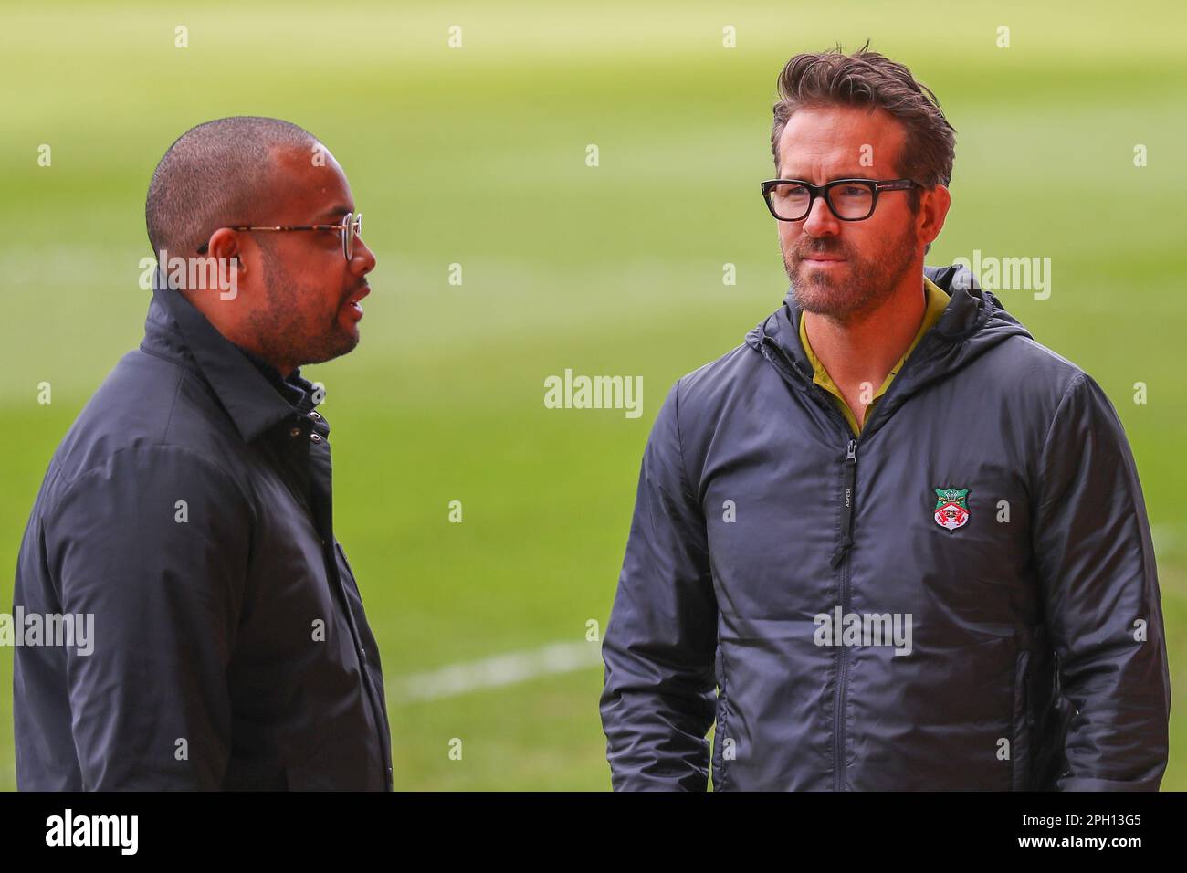 Ryan Reynolds coowner of Wrexham arrives ahead of the Vanarama