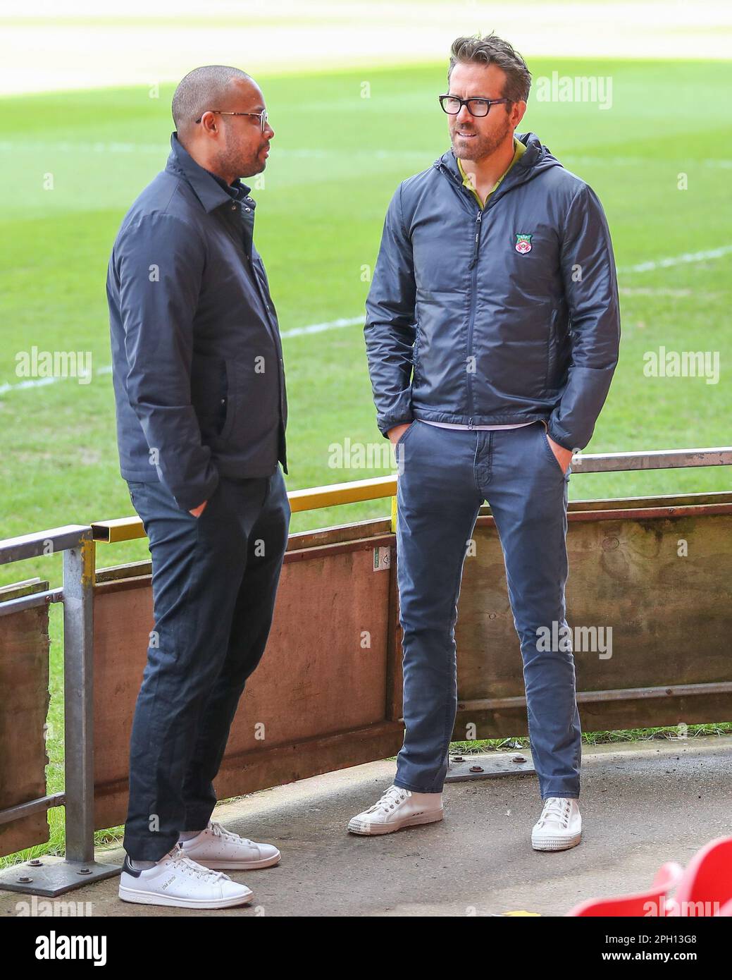 Ryan Reynolds coowner of Wrexham arrives ahead of the Vanarama