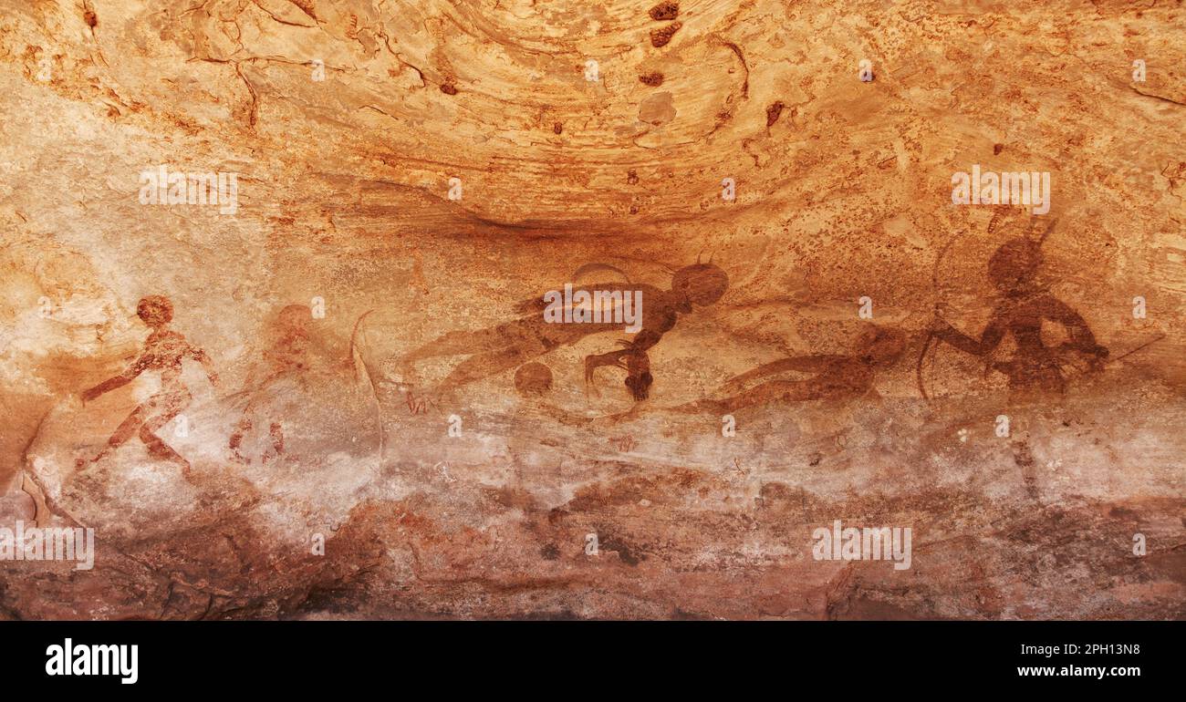 Famous Prehistoric Rock Paintings Of Tassili N Ajjer Algeria Stock 