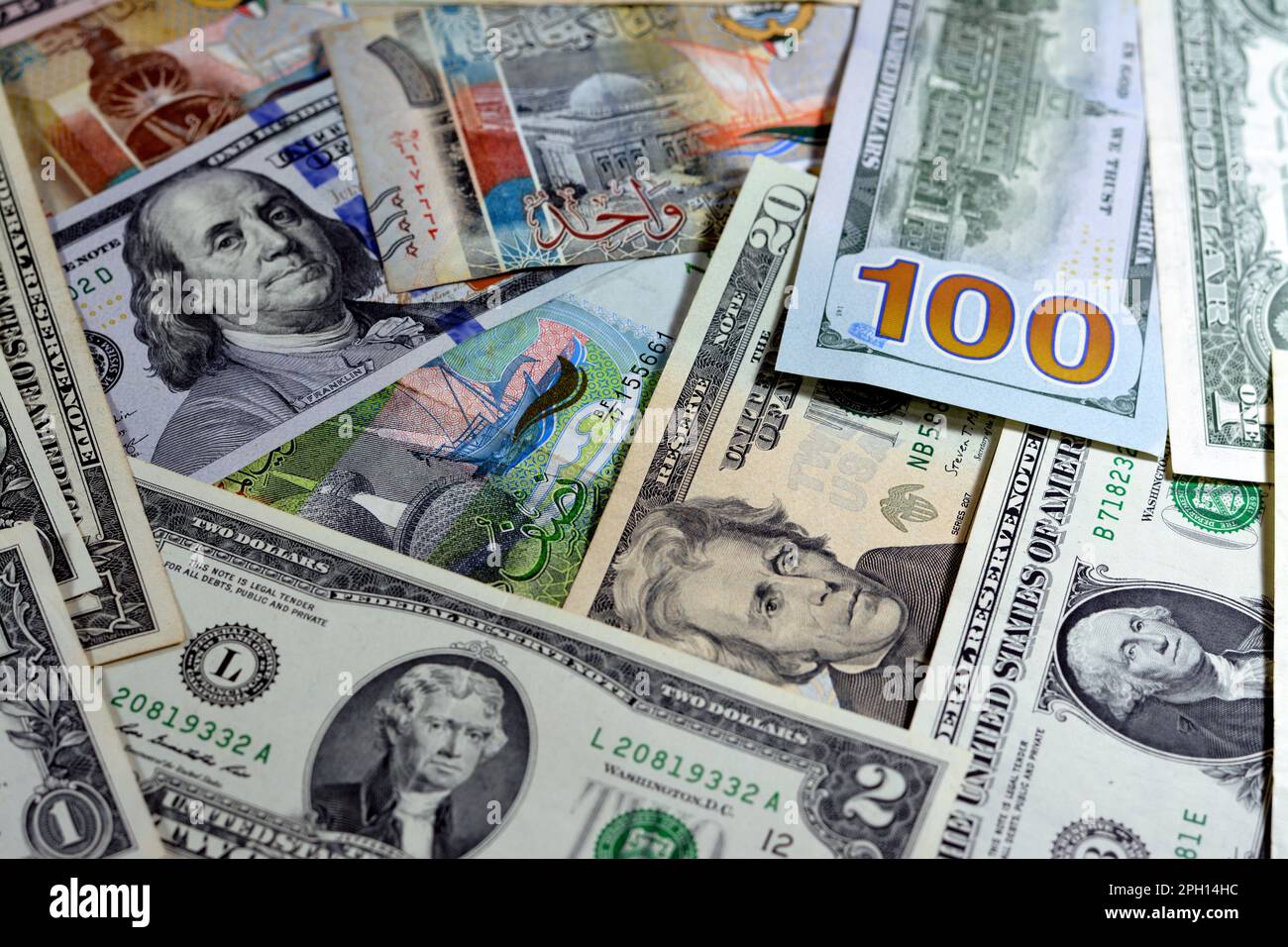 Background of American USA dollars cash money banknotes of different