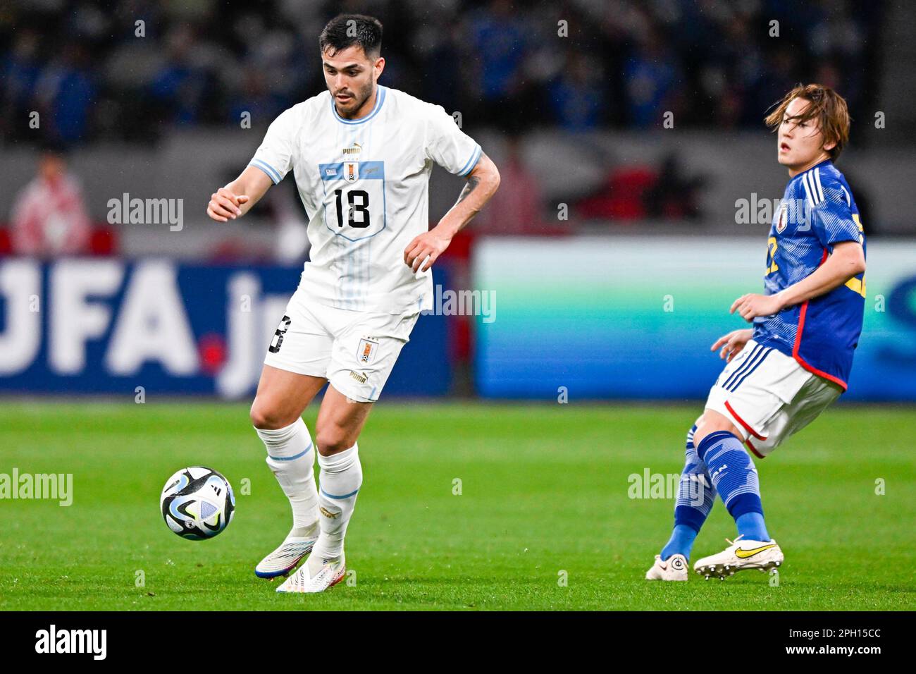 TOKYO, JAPAN - MARCH 24: Maximiliano Gomez of Uruguay in action during