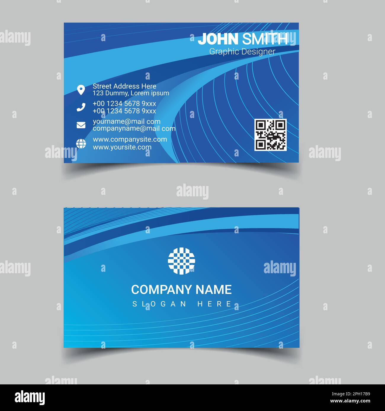 Professional business card design template for company or business. Two ...
