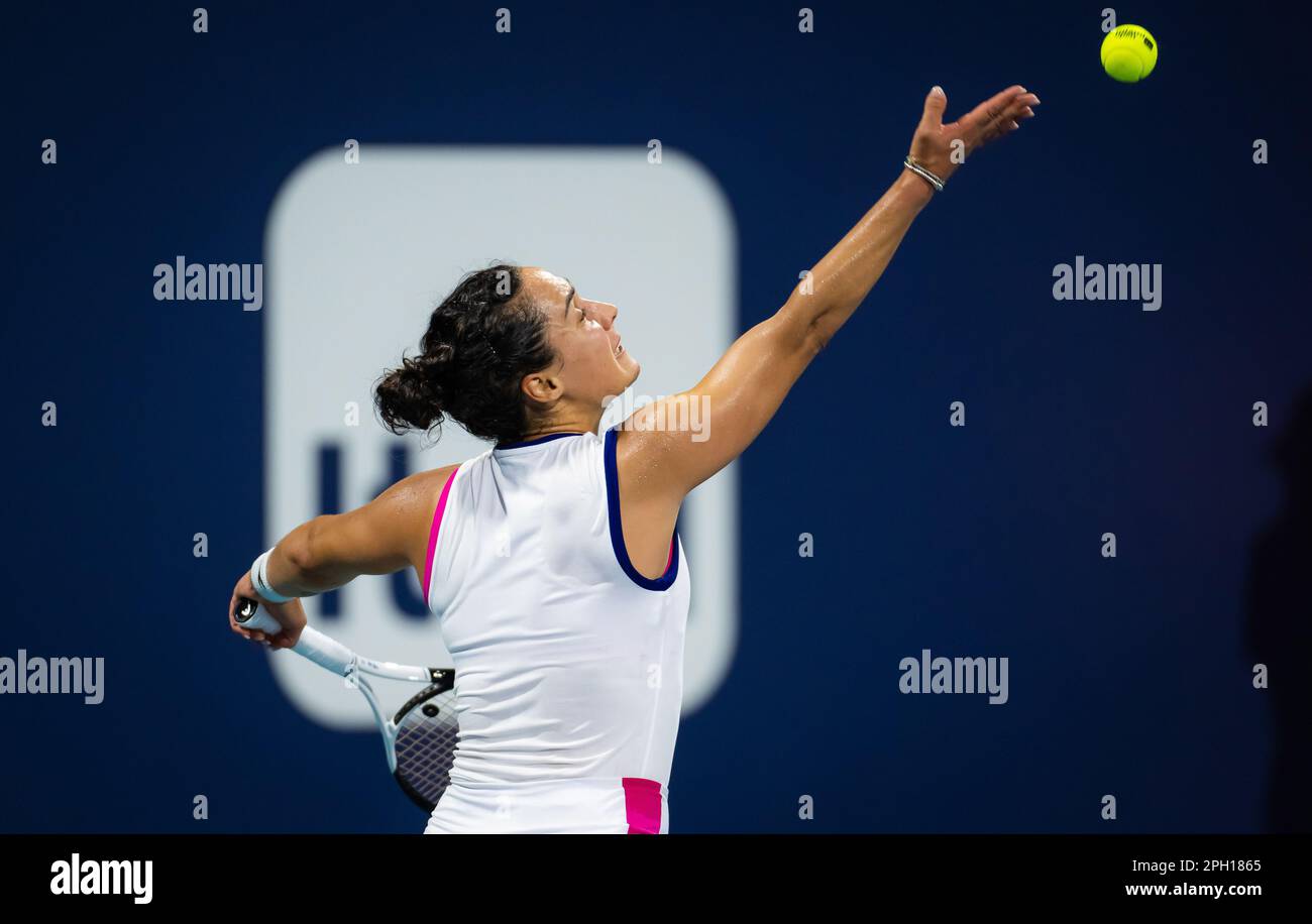 Martina Trevisan of Italy in action during the second round of the 2023 Miami Open, WTA 1000 tennis tournament on March 23, 2023 in Miami, USA - Photo: Rob Prange/DPPI/LiveMedia Stock Photo