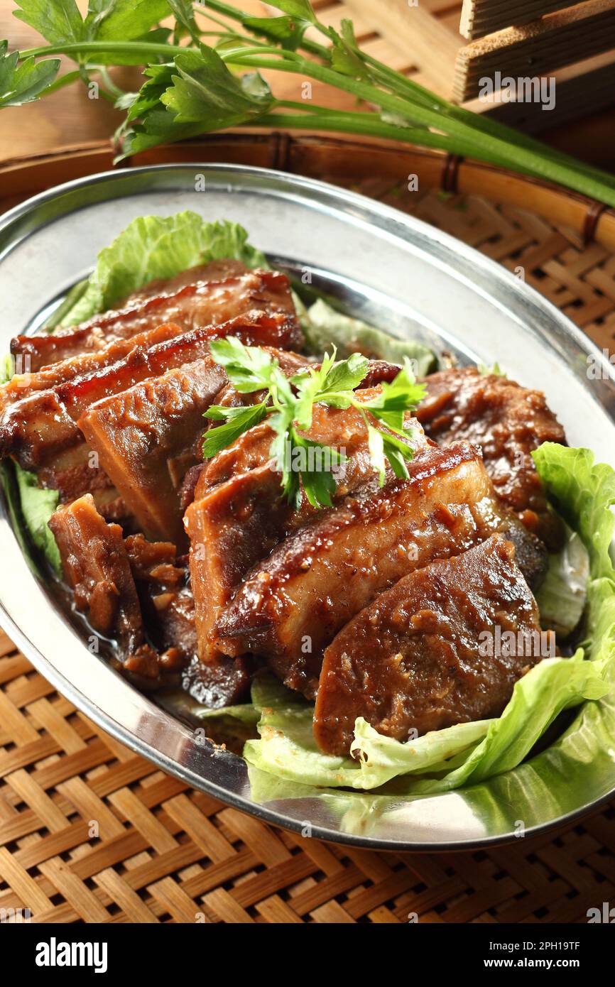 Asian cuisine steamed pork belly with taro Stock Photo - Alamy