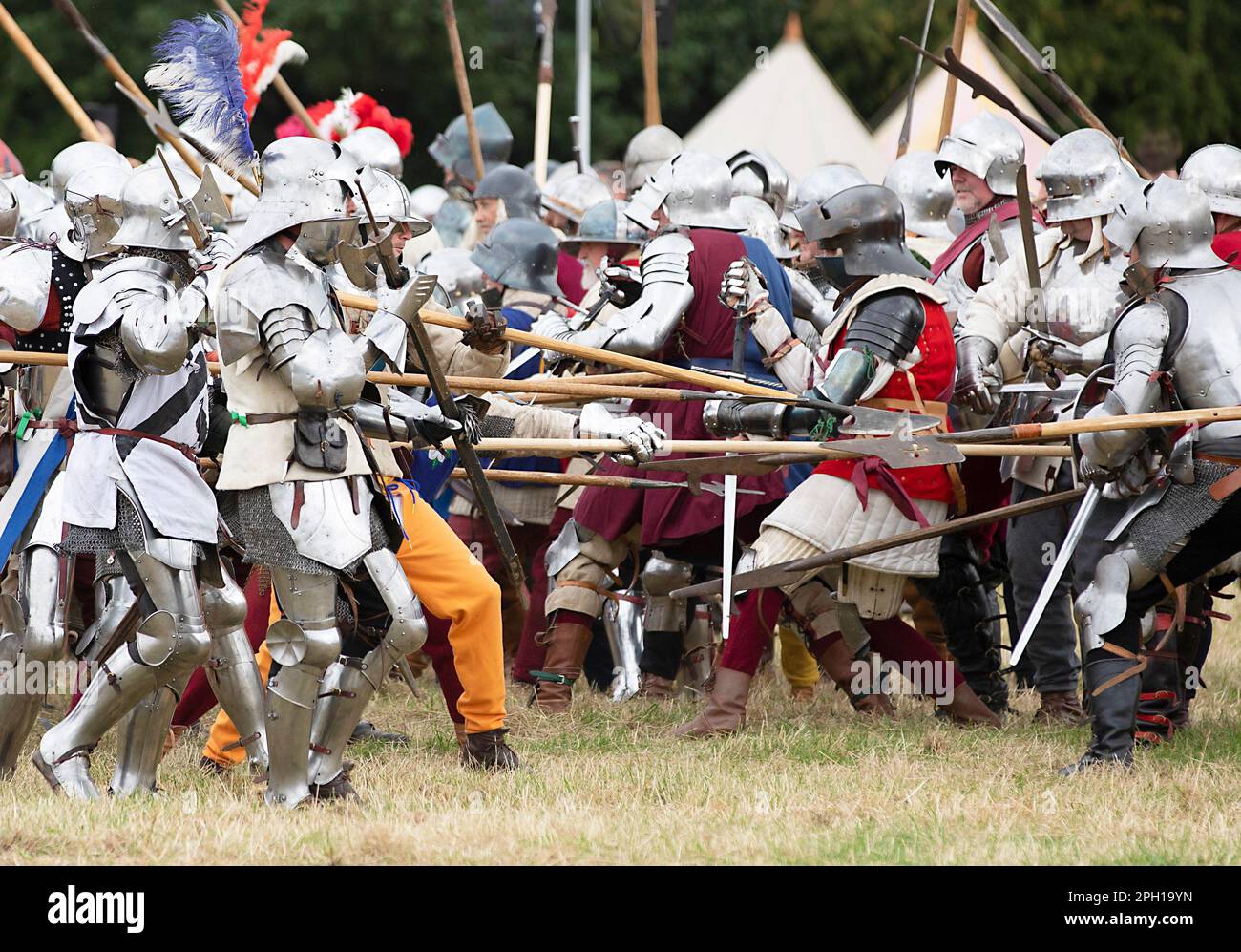 Battle scene re-enactment at Bosworth Field in Leicestershire Stock Photo